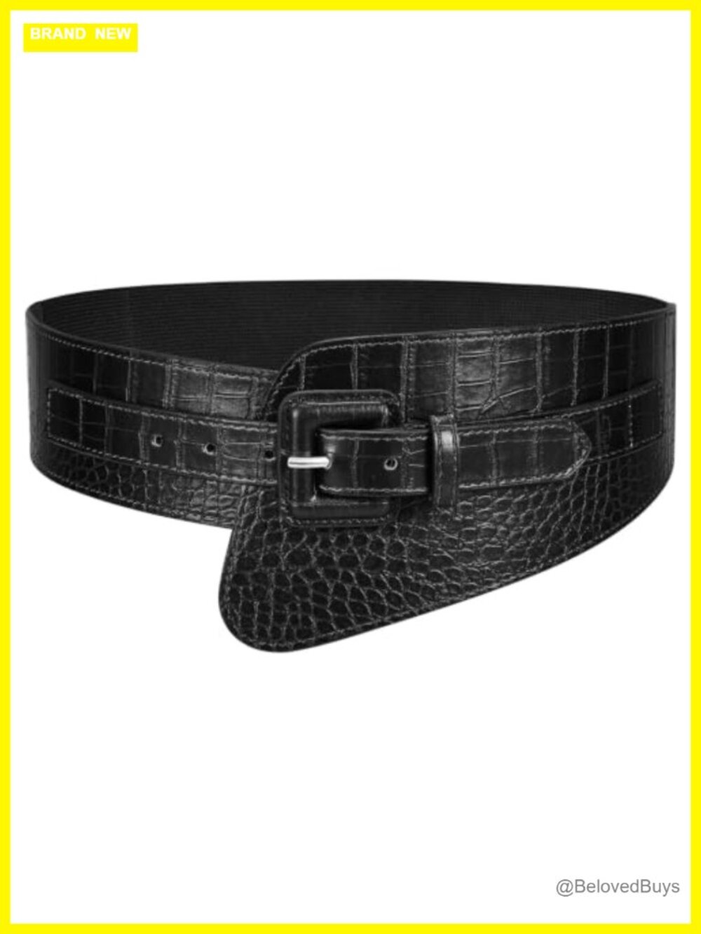 Wide Stretch Faux Leather Belt for Dresses Coats Pin Buckle